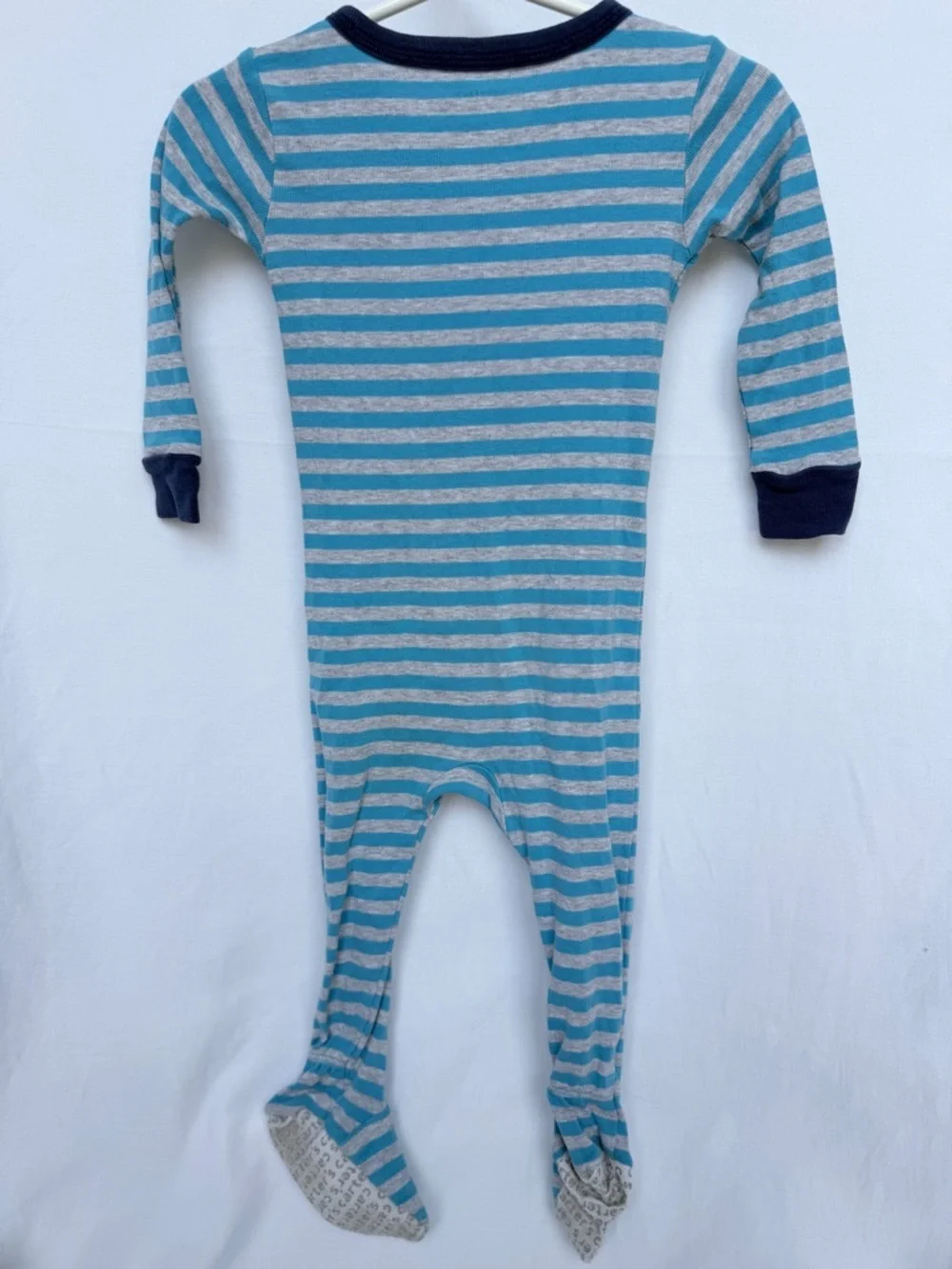 6-9 MTH Carter's Blue & Gray Striped Footed One-Piece with Puppy Applique